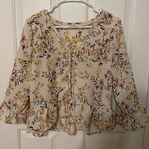 Floral Button Front Blouse